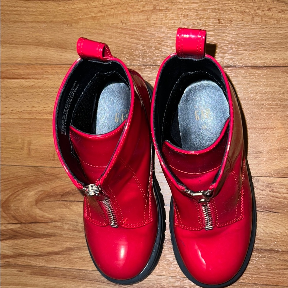 GAP Red Glossy Boots with Zipper